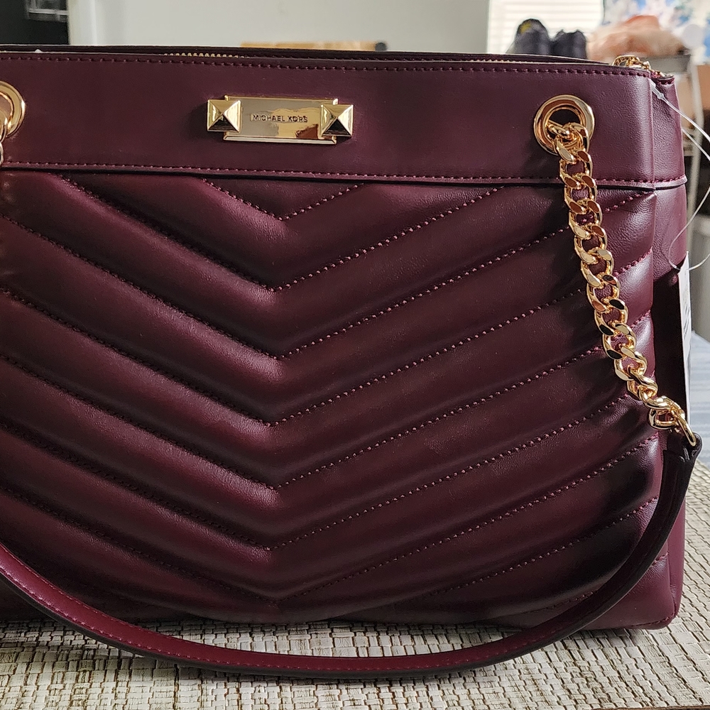 Michael Kors Burgundy Quilted Shoulder Bag